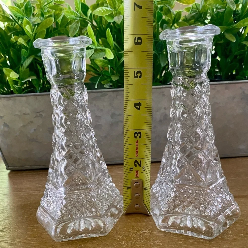 Wexford by Anchor Hocking Glass Bud Vases Pair
